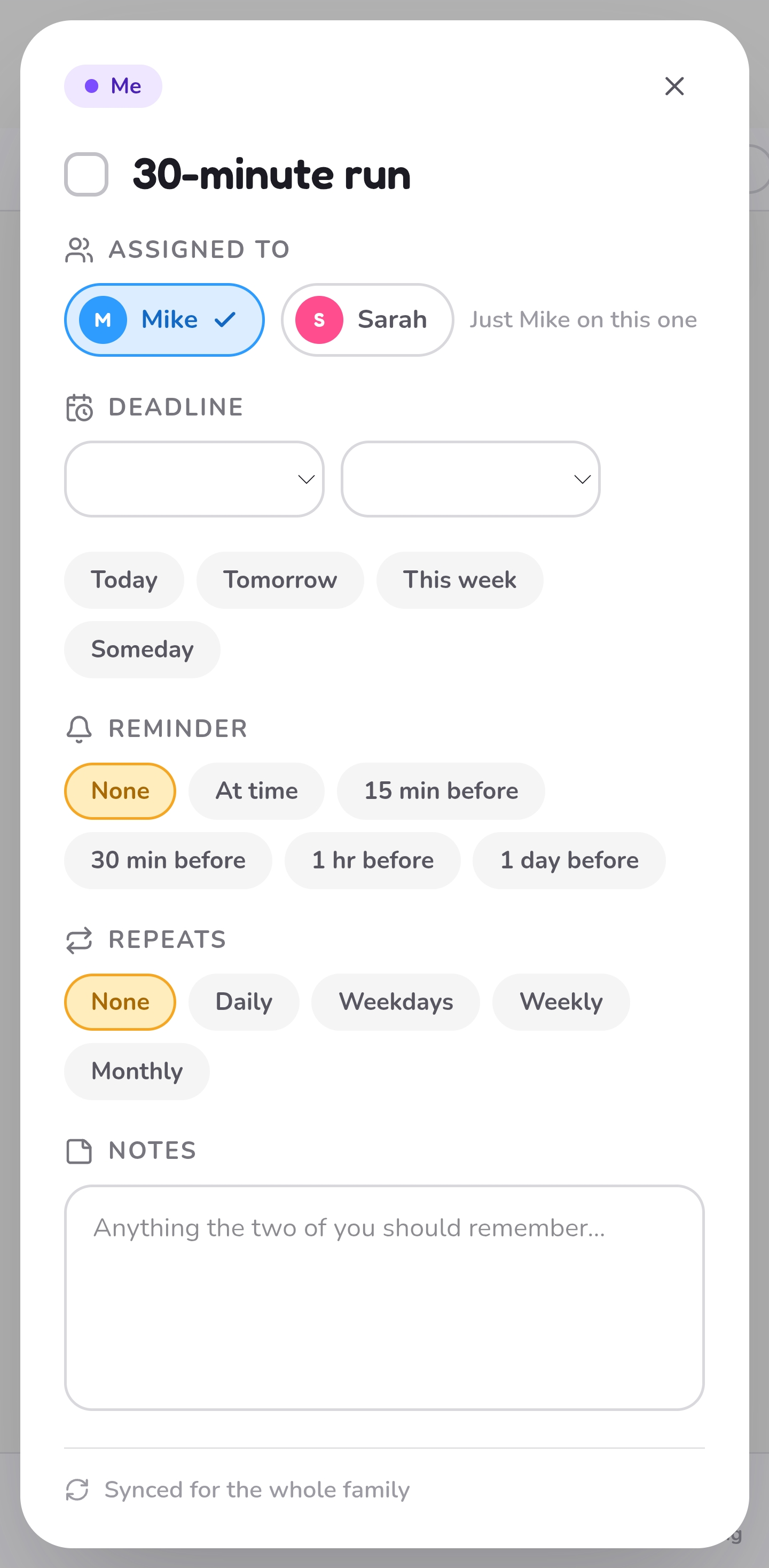 TopHat task detail on mobile
